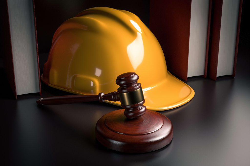 Arbeitsschutz Helm sowie ein Richterhammer